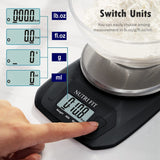 NUTRI FIT Digital Food Scale Small Kitchen Scales Weight in Grams and OZ for Cooking Baking Weight Loss, Stainless Steel Tare & Backlit LCD Display, Black NUTRI FIT