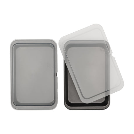 GoodCook Set of 2 Nonstick Steel 13" x 9" Cake Baking Pans with Covers, Gray GoodCook