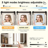 Fameill 45.5'' Farmhouse Makeup Vanity Desk with Sliding Mirror, Vanity Table with 3 Drawers and 2 Cabinets, Charging Station & LED Lights, Storage Shelves, Stool Included, Dressing Table for Bedroom Fameill