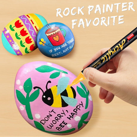 Acrylic Paint Pens Markers, 20 Colors Dual Tips Waterproof Paint Markers For Rock Painting, Fabric, Metal, Glass, Wood, Canvas, Ceramic, Plastic, Non-Toxic & Odor, Premium Art And DIY Craft Supplies Droaful