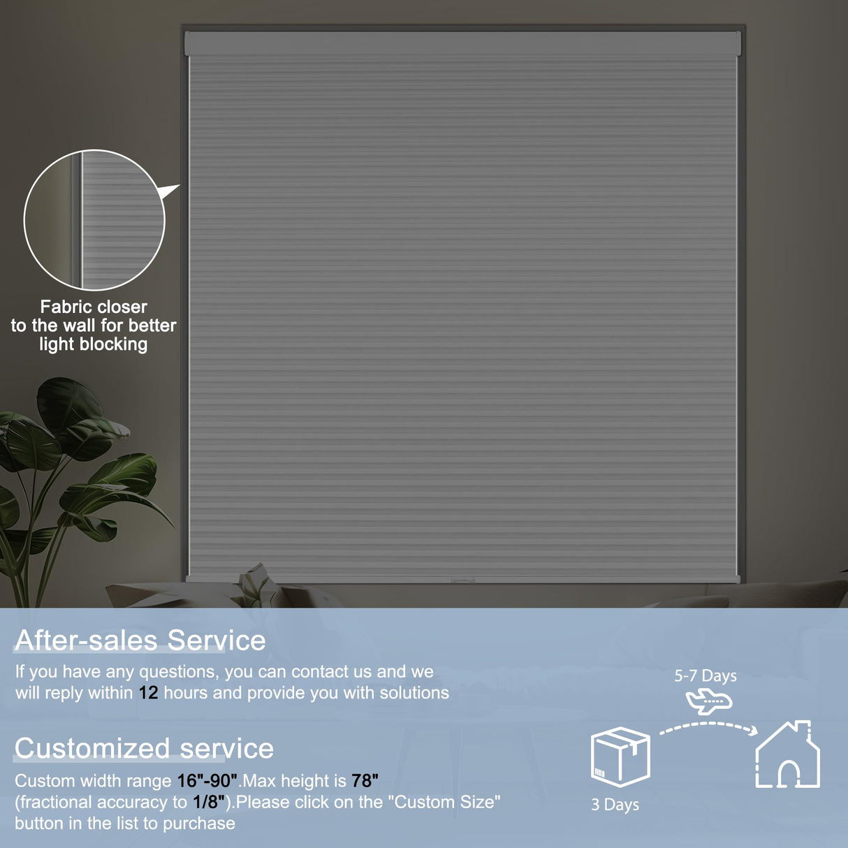 BERISSA Custom Cellular Shades Cordless, Blackout Cellular Window Blinds, Pull Down Blackout Blinds Honeycomb Indoor Windows Shades for Home Office Bedroom, Easy to Install, White BERISSA