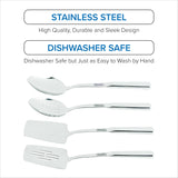 Viking Kitchen Utensils Set, 8 Piece Stainless Steel Cooking Utensil Set, Includes Spatulas, Spoons, Pasta Fork, Deep Ladle, Meat Fork, and Skimmer, Silver Viking