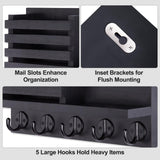 Lwenki Key Holder for Wall – Decorative Wooden Mail Holder and Key Shelf with Mounting Hardware, Installation Guide – Paulownia Wood with 5 Metal Key Hooks (11.8” x 6.7” x 2.8”) Lwenki