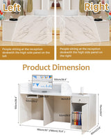 Modern Reception Desk with Counter, Solid Wood Retail Counter with Lockable Drawer & Shelves, White Front Desk for Checkout, Lobby, Beauty Salon, Barber and Office (63in,Left) Generic