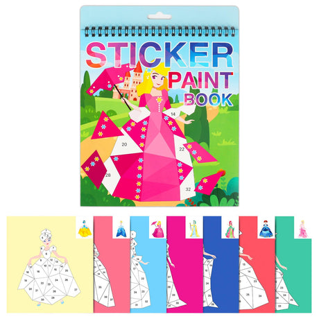 Princess Sticker Book Crafts for Kids Girls Ages 4-8 Sticker Paint Number Book Stickers for Kids Birthday Party Favor Christmas Gift Road Plane Travel Toy Activity Book (Princess) TPQKA