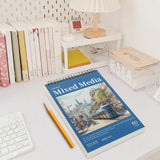 Crehatos Mixed Media Sketchbook 9" x 12", Top Spiral Bound Sketch Pad, 60 Sheets 98lb/160gsm Drawing Paper for Wet and Dry Media, 1 Pack Crehatos