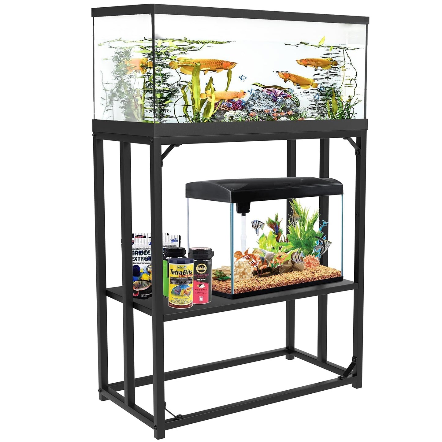 Fumingpal 20 Gallon Fish Tank Stand - Aquarium Stand 20 Gallon, 24.8" L x 13" W Adjustable Reptile Tank Stand, Heavy Duty Metal Breeder Tank Stand for Accessories Storage - WoodArtSupply