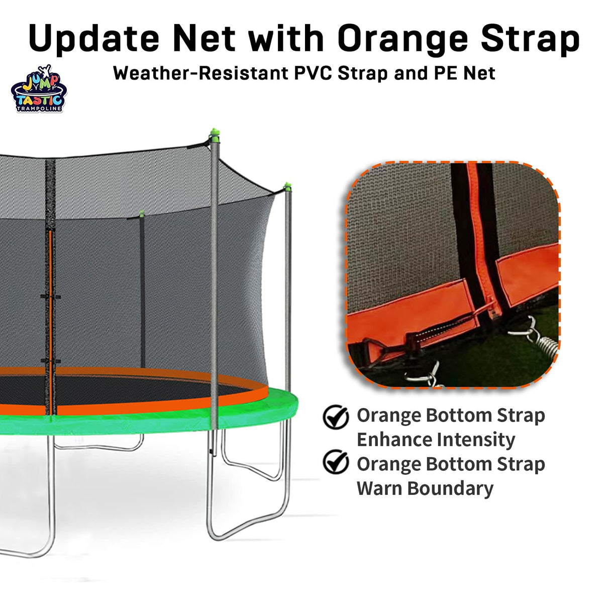 Jump Tastic Trampoline 12Ft Trampoline Net Replacement, Round Safty UV-Resistant Weather-Resitant Breathable Durable Trampoline Net Replacement Enclosures(Not Include Poles) Jump Tastic Trampoline