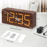 DreamSky Wooden Digital Alarm Clock for Bedroom - Desk Clocks with Large Numbers for Living Room, Office, Dimmer, USB Port, Loud Alarm for Heavy Sleepers with Volume Control, DST, Wood Decor & Gifts DreamSky