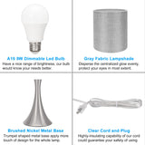 3 Way Touch Control Table Lamp, Dimmable Bedside Desk Lamp with Metal Base Modern Nightstand Lamp Stylish Grey Shade Simple Side Table Lamp for Bedroom, Living Room, Office or Den LED Bulb Included Seaside village