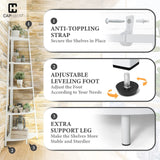 CAPHAUS Tall Corner Shelf Stand, 5-Tier Display Shelves, Ladder Corner Wood Storage Plant Bookshelf with Metal Frame, Versatile Shelving Unit Bookcase for Home Office Space, White CAPHAUS