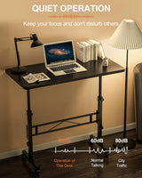 Small Standing Desk Adjustable Height, Mobile Stand Up Desk with Wheels, 32 Inch Portable Rolling Desk Small Computer Desk, Portable Laptop Desk Standing Table Black Amztabler