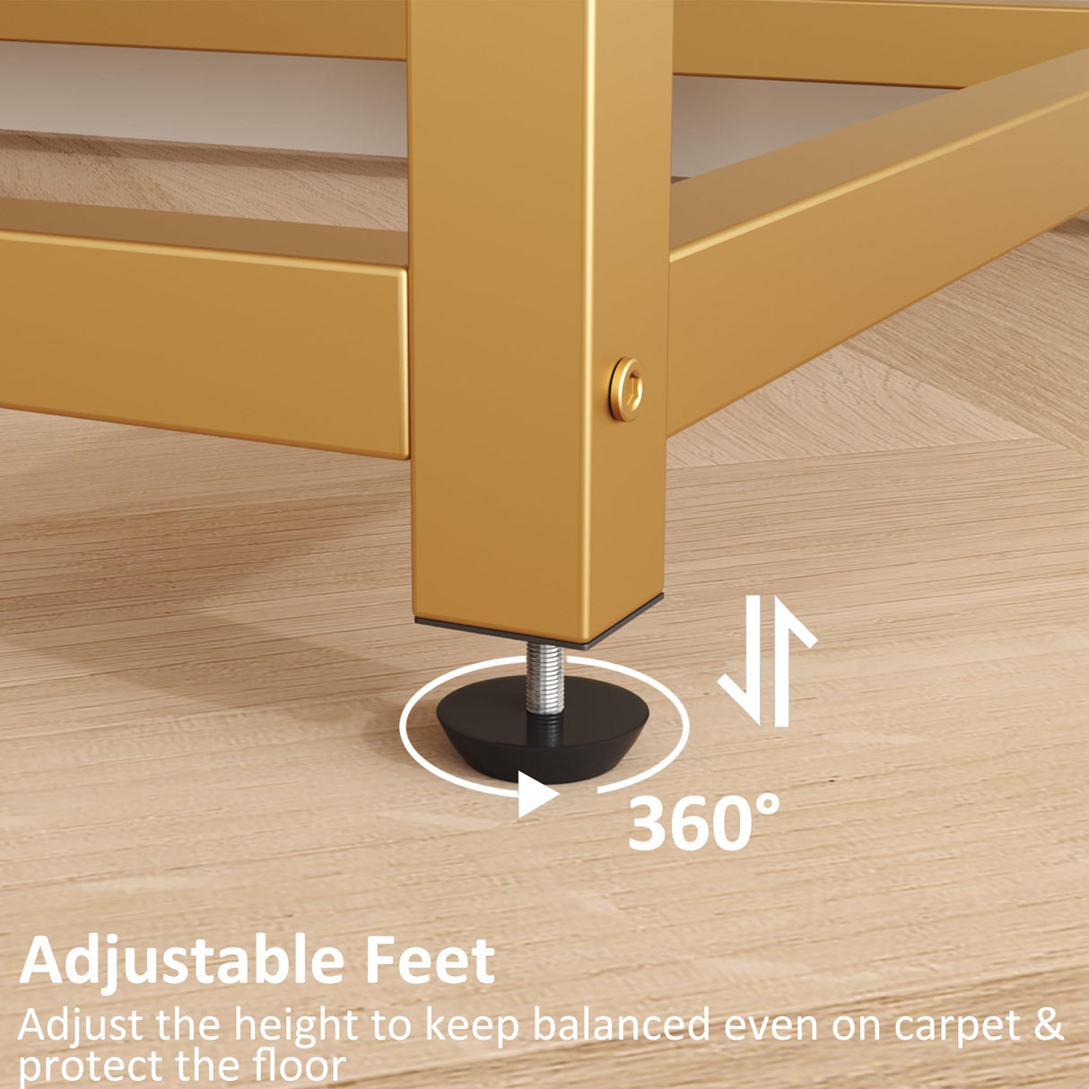 Function Home TV Stand for TVs up to 50 Inch, 3 Tier Entertainment Center, Modern TV Cabinet with Marble Top and Gold Metal Base, 42" Media Console Table with Storage for Living Room Bedroom Function Home