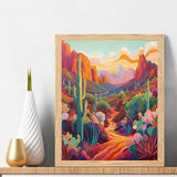Natuyalo Paint by Numbers Kit for Adults Beginners and Kids, 16" Wx20 L Canvas Pictures Drawing Acrylic Paintwork with 3 Pcs Paintbrushes, Cactus in Wilderness Natuyalo