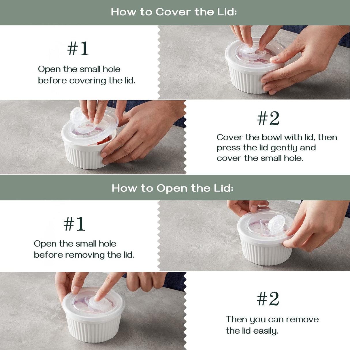 DOWAN 8 oz Ramekins with Lids Oven Safe for Creme Brulee Souffle, Porcelain Ramekins for Baking, Small Bowls Set of 6, Glaze with Specks DOWAN