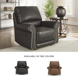 Signature Design by Ashley Chatterton Classic Faux Leather Manual Rocker Swivel Glider Recliner with Nailhead Trim, Black Signature Design by Ashley
