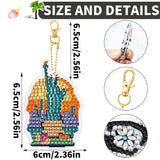 Ginfonr DIY Diamond Art Keychains Kit – 9PCS Diamond Painting Keychains for Bag with Famous Buildings, Cartoon Designs – Double-Sided Landscape Key Rings for Car, Party, Gift Decor, Garden Ginfonr