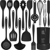Silicone Cooking Utensils Set - 446°F Heat Resistant Kitchen Utensils,Turner Tongs,Spatula,Spoon,Brush,Whisk,Kitchen Utensil Gadgets Tools Set for Nonstick Cookware,Dishwasher Safe (BPA Free) AOTHOD