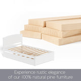 Xilingol Trundle Bed Twin, Solid Wood Bed Frames with Headboard and Wooden Slats Support, Twin Trundle Bed Frame Roll Out, Single Box (No Box Spring Needed), White Xilingol