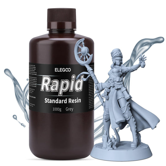 ELEGOO Rapid Standard Resin 3D Printer Resin 405nm Fast Curing High Precision Low Odor Especially for ELEGOO Saturn 3 Ultra and Mars 4 Ultra Grey 1000G