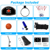 Alpcouts Trampoline Basketball Hoop, Basketball Hoop for Trampoline Fits for 25mm Straight Pole & Curved Pole, Trampoline Basketball Hoop Attachment with Protective Net,Mini Ball,Pump, Easy to Install Alpcouts