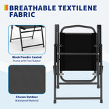 GarveeLife Patio Dining Set for 4 With Umbrella, Outdoor Furniture Set With 4 Folding Dining Chairs, Outdoor Table Umbrella Set With Tempered Glass Top Dinings Table GarveeLife