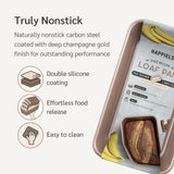 HAPPIELS Nonstick 9x5 inch Bread Loaf Pan for Oven | PFOA & BPA Free Non Toxic Loaf Tin | Molds for Baking | Best 9 x 5 Non stick Bakeware | Nontoxic 5x9 Banana Bread Mold Pans & Tins HAPPIELS