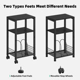 Kalrin Small Side Table, 3 Tier Moveable Small End Table, Record Player Stand with Records Shelf, Tall Nightstand for Bedroom, Living Room, Sofa, Office, Bathroom (Pure Black) Kalrin