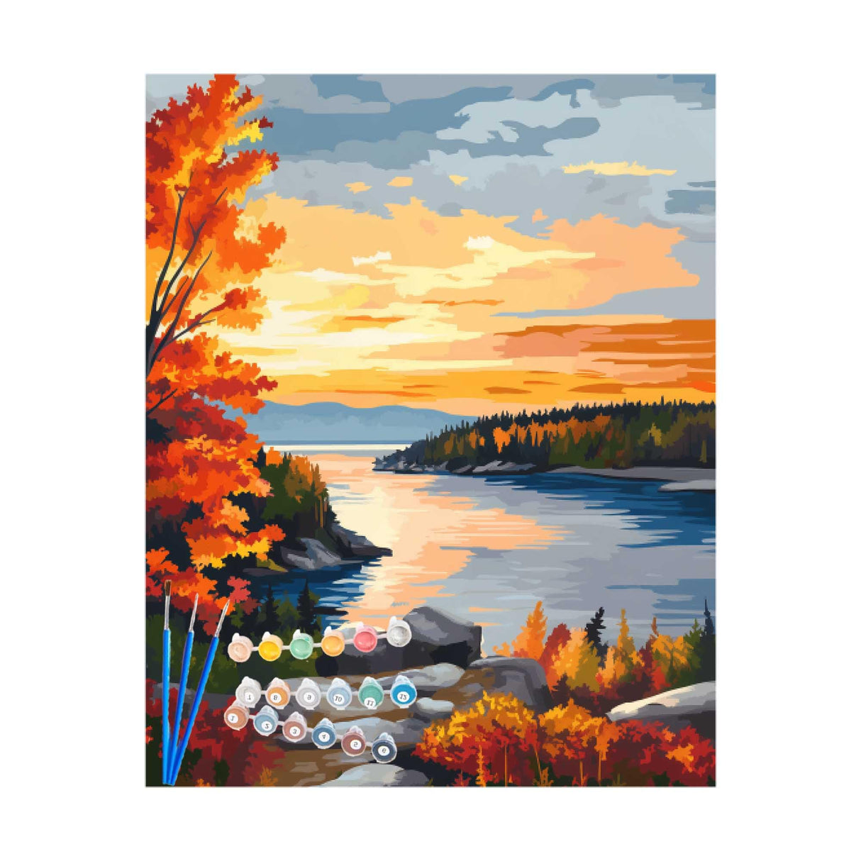 Artbrush Tower Acadia National Park Paint by Number, Acadia Paint by Numbers Kit for Adults, Maine DIY Painting Set, Mountain Lake Sunset Acrylic Paintings, Home Wall Decor(16x20inch, No Frame) Artbrush Tower