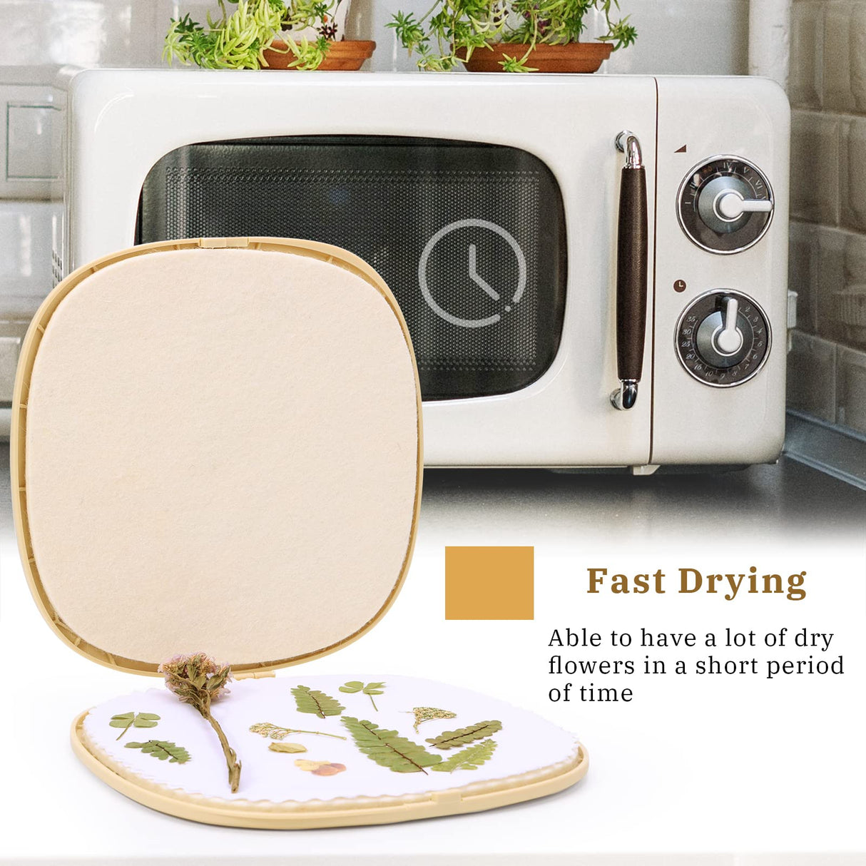Aboofx Microwave Flower Press Kit, 9"x9" Quick Drying Flower Pressing Kit with Washable Cloth for Crafts Pressed Flowers and Plant for DIY Art, Preservation for Bookmark Frame Wedding Flowers Drying Aboofx