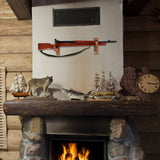 4 Pack Gun Rack for Wall Rifle Shotgun Bow Wood Rifle Stand Rustic Indoor Gun Hooks Horizontal Rifle Holder Solid Wooden Rifle Wall Mount Display Juexica