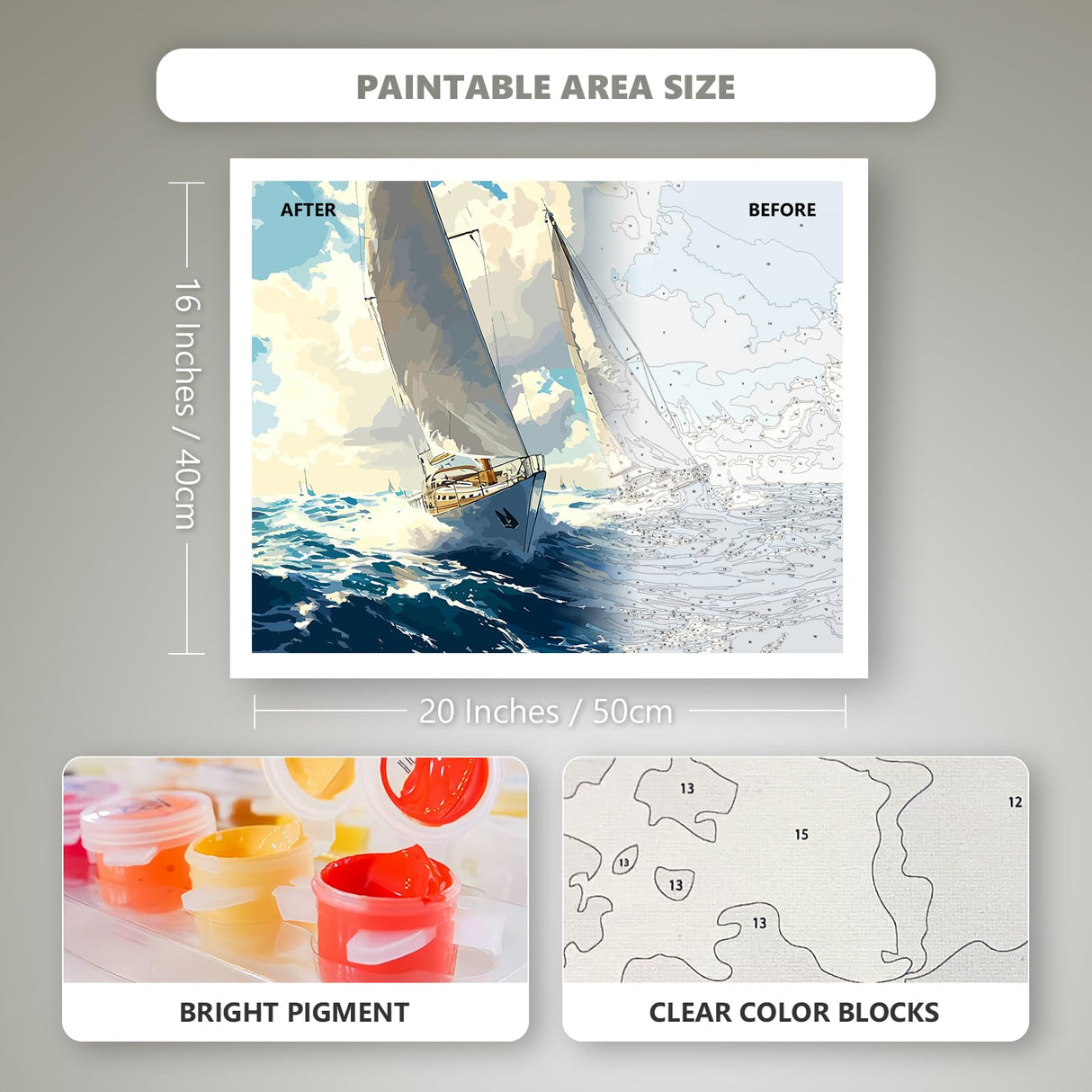 KANEDESG Paint by Numbers kit for Adults Beginners, Adult Paint by Number Kits, 16x20Inch Canvas Ocean Landscape Easy Acrylic DIY Painting Crafts,Drawing Paintwork for Adults Beginner KANEDESG