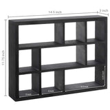 MyGift 9 Compartment Vintage Solid Wood Shadow Box, Wall Mountable Curio Display Case, Freestanding or Floating Shelf for Collectible Figurines, Succulents (Matte Black) MyGift