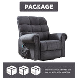 CANMOV Large Power Lift Recliner Chairs with Massage and Heat for Elderly Big People, Heavy Duty Electric Reclining Chairs Overstuffed Wide Recliner with USB Port and Side Pocket, Gray CANMOV