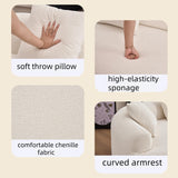 Hnvzldn 110" Curved Sectional Sofa with 4 Seater,Curved Sofa for Living Room,Modern Sectional Couch Boneless Sofa,Wood Grain Chenille Fabric, No Installation Requirement (White,110") Hnvzldn