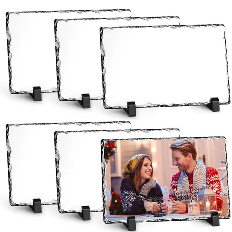 WANZELONYO Sublimation Slate Blanks 6x8 Inch Sublimation Plaque Rock Stone Picture Photo Plate 6 Pack Bulk WANZELONYO