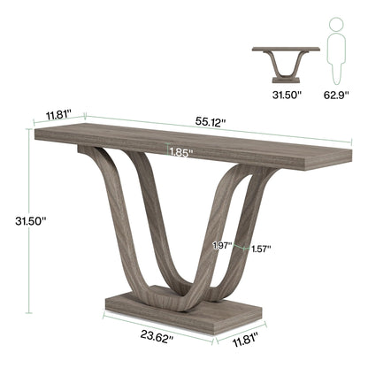 Tribesigns Farmhouse Console Table, 55.12" Wood Entryway Table, Narrow Hallway Table, Behind Couch Table Foyer Table with Double U-Shaped Legs for Entryway, Living Room, Corridor - WoodArtSupply