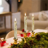 Eywamage Short Birch Bark Flameless Taper Candles with Remote, Flickering Wood LED Wax Candlesticks Set of 6 Eywamage