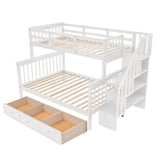 Twin Over Full Bunk Bed with Stairs & Storage Drawers - Solid Wood, White Finish by Harper & Bright Designs Harper & Bright Designs