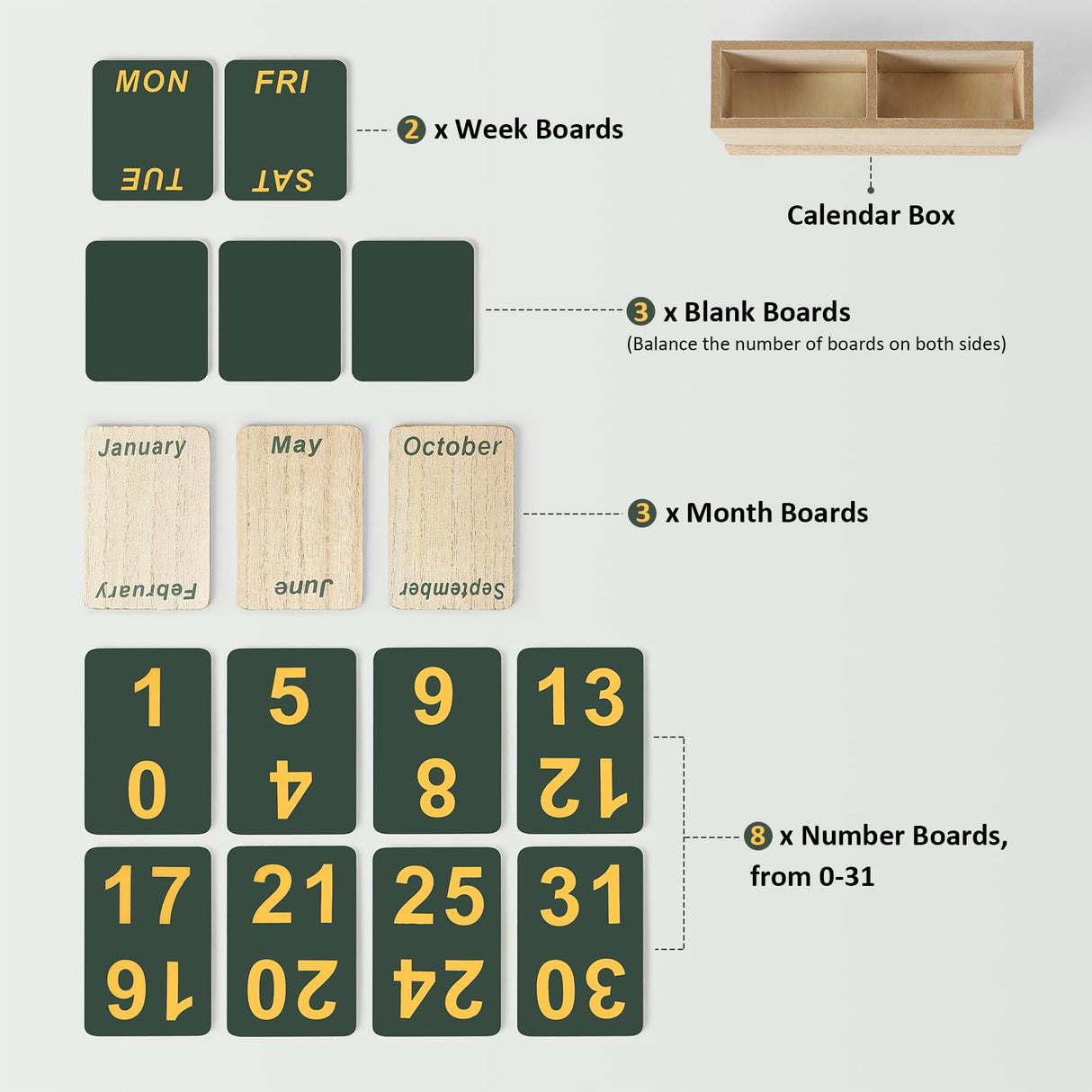 DEERINE Wooden Block Perpetual Calendar for Desk, Daily Desktop Standing Flip Calendar with Large Display, Modern Farmhouse Aesthetic Desk Accessory for Home Office Decor, Reusable Yearly, Wood Grain DEERINE