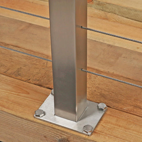 Deck Man 2 Pack Stainless Steel Cable Railing Posts 36inch Level Line Intermediate Post(2×2") for Deck Cable Railing System (Silvery, 36IN) Deck Man