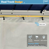 EROMMY 12'x16' Gazebo Hardtop, Galvanized Steel Double Roof Metal Gazebo with Aluminum Frame, Permanent Outdoor Pavilion with Curtain and Netting for Patio Lawn and Garden, Blue EROMMY