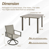 NATURAL EXPRESSIONS Patio Swivel Dining Set of 5, 4-Piece Mesh Sling High Back Chairs, 1-Piece 38" Square Woodgrain Steel Dining Table with 1.65'' Umbrella Hole for Outdoor Garden Yard NATURAL EXPRESSIONS