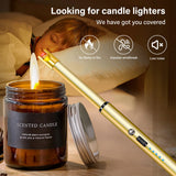 Navpeak Candle Lighter Long Neck Windproof Electric Rechargeable Arc Lighter for Light Candles Gas Stove Fireplace BBQ Kitchen Grills(Gold) Navpeak