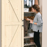 ROOMTEC 28in x 84in Sliding Barn Doors with 5ft Hardware Kit Included & Handle, DIY Unfinished Solid Pine Barn Doors with Barn Door Track Kit ROOMTEC