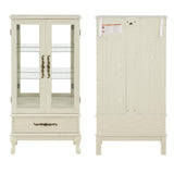 nifoti 51" H Lighted Curio Cabinet Display Case, Glass Curio Cabinet with Adjustable Shelves,Tempered Glass Door and Drawer, Wooden Cabinets w/Mirrored Back Pane for Living Room (Antique White) nifoti