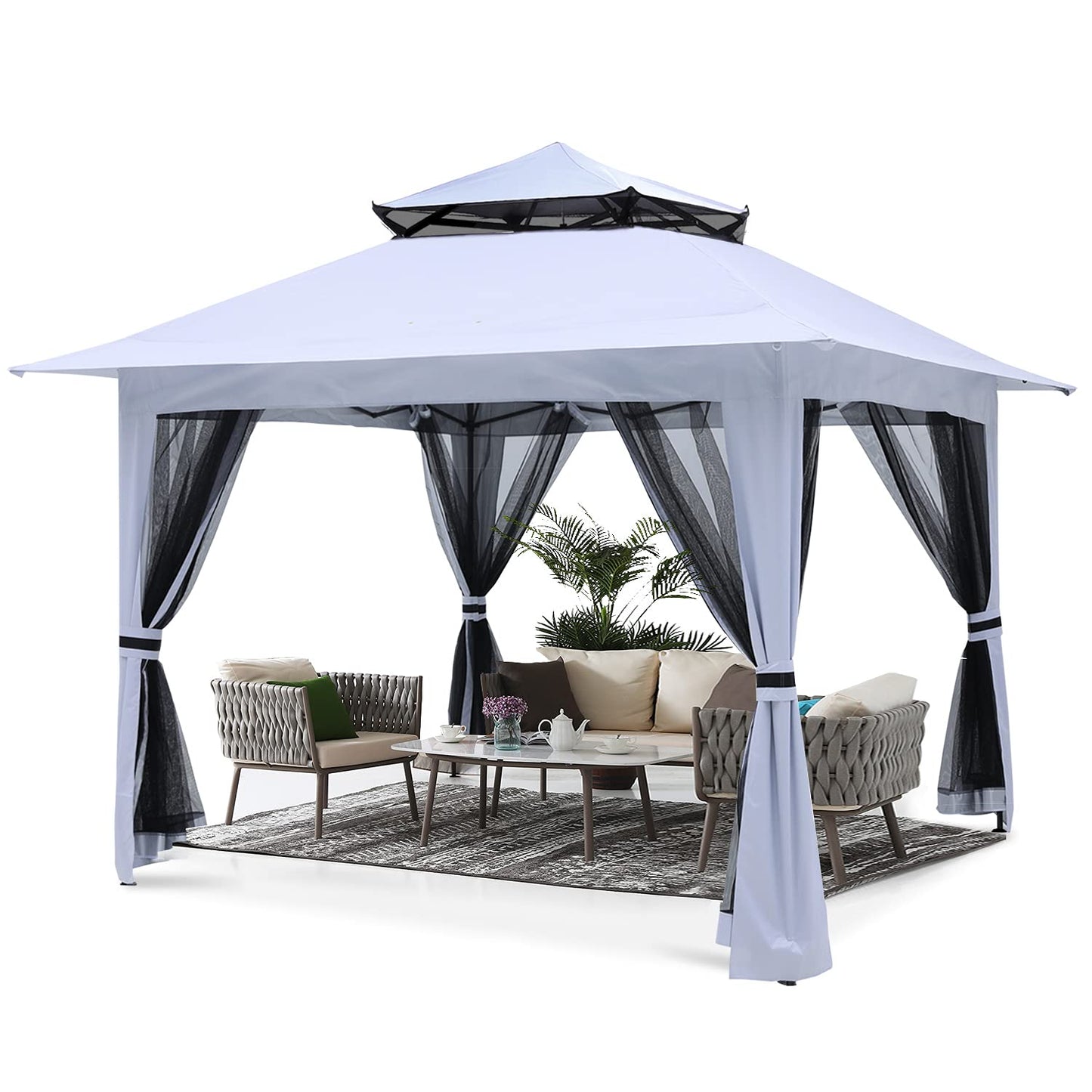 ABCCANOPY Pop Up Gazebo 13x13 - Outdoor Canopy Tent with Mosquito Netting for Patio Garden Backyard (White)