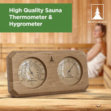 Northwood Sauna - Sauna Thermometer & Hygrometer 2 in 1 - Handmade from Canadian Red Cedar Wood - Luxurious Glass and Golden Metal Dials Northwood Sauna