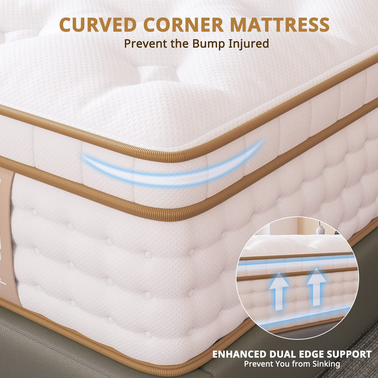 BedStory 14" Hybrid Twin Mattress in a Box, Gel Memory Foam Mattress with Pocket Spring, Medium Firm Mattress with Dual Brim Design for Support&Pressure Relieving&Motion Isolated Sleep, Made in USA BedStory