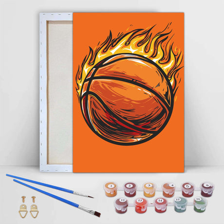 Kaliosy Framed Paint by Numbers Kits for Adults Basketball, Oil Painting Ball Pre Drawn Canvas Drawing Paintwork with Paintbrushes Acrylic Beginner Wall Home Decoration 8x12 inch Kaliosy